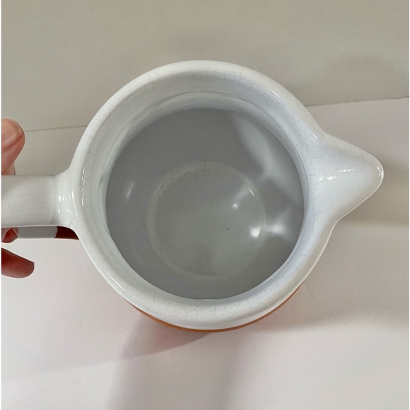 Terra Cotta & Glazed Ceramic Pitcher Vegetable Motif 7.5” Tall Mexican Style - Picture 5 of 7